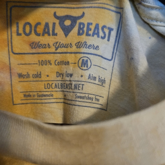 Local Beast Tie-Dye T-Shirt Bella Canvas Orange Yellow Unisex Crewneck Medium - Picture 5 of 10